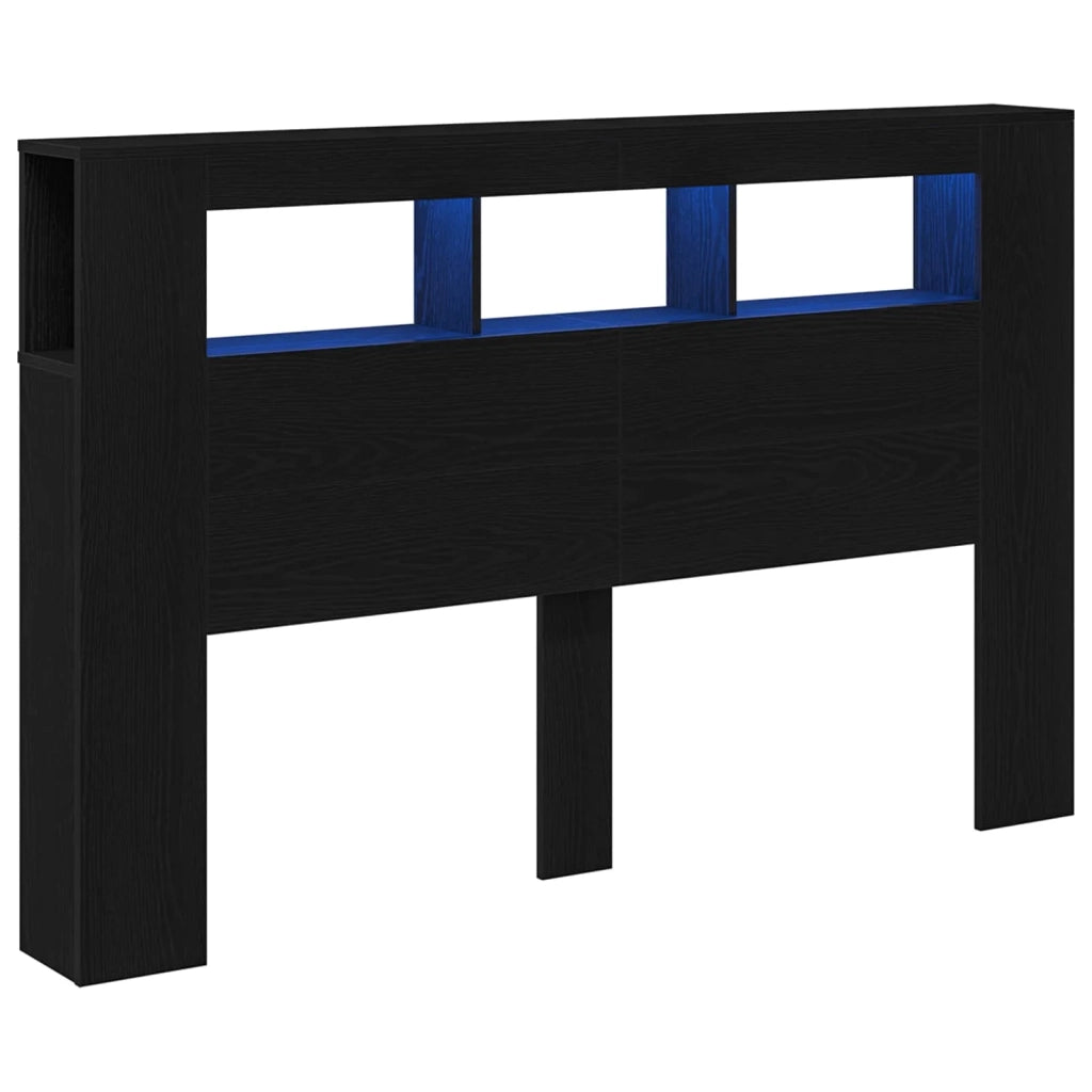 Testiera LED con strisce LED Rovere Nero 160 x 18,5 x 103,5 cm 862213