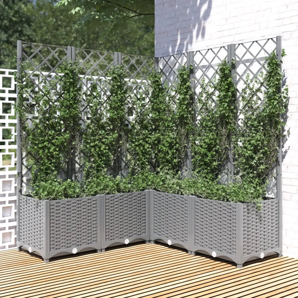 Fioriera Giardino con Graticcio Grigio Chiaro 120x120x136cm PPcod mxl 95108