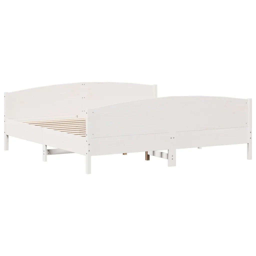 Letto matrimoniale | Letto per adulti | Giroletto senza Materasso Bianco 200x200 cm Legno Massello Pino