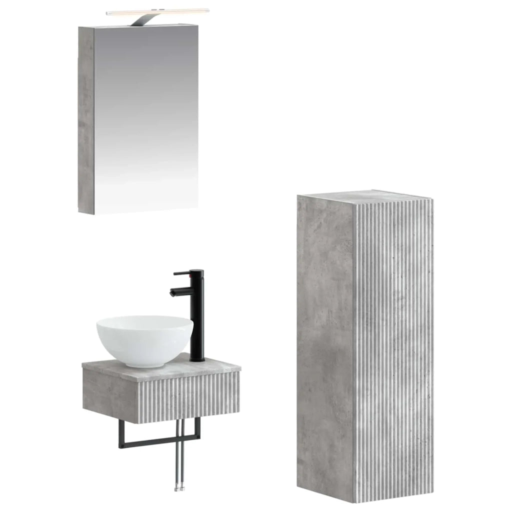 Set di Armadi da Bagno 4 pcs Grigio Cemento 40 x 10,5 x 60,5 cm 3407362