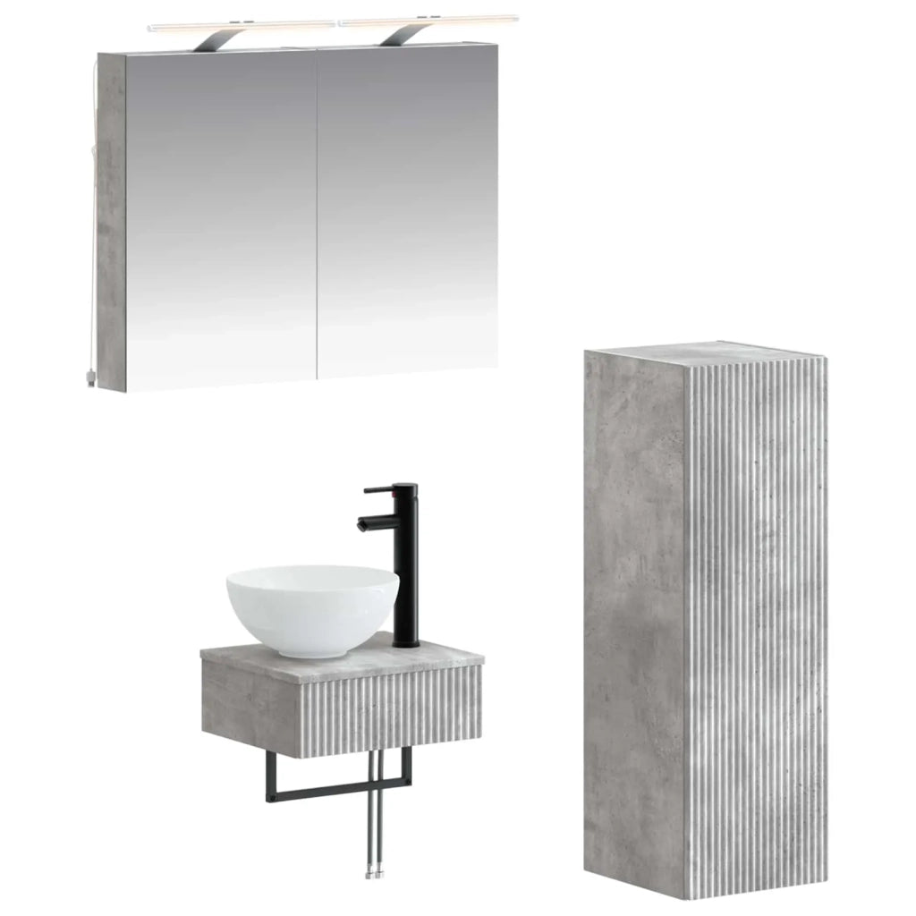 Set di Armadi da Bagno 4 pz Grigio Cemento Legno ingegnerizzato 3407362