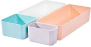 Set di 4 ladeverdelers in plastica riciclata, con sortitore a rotazione, per organizzare gli oggetti in modo individuale.