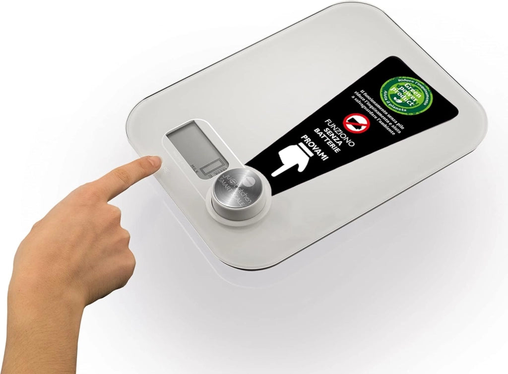Macom, bilancia elettronica per alimenti senza batterie, bianco, just kitchen 868 smart scale