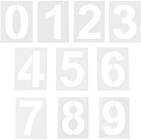 Schede di numerazione 30 pezzi - Stencil riciclabile - 10 stili - 4,3 cm - Plastica PET - Disegno perforato - Schede di numerazione