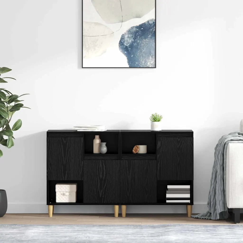 Credenza | Sideboards 2 pcs Rovere Nero 60 x 35 x 70 cm Legno multistrato