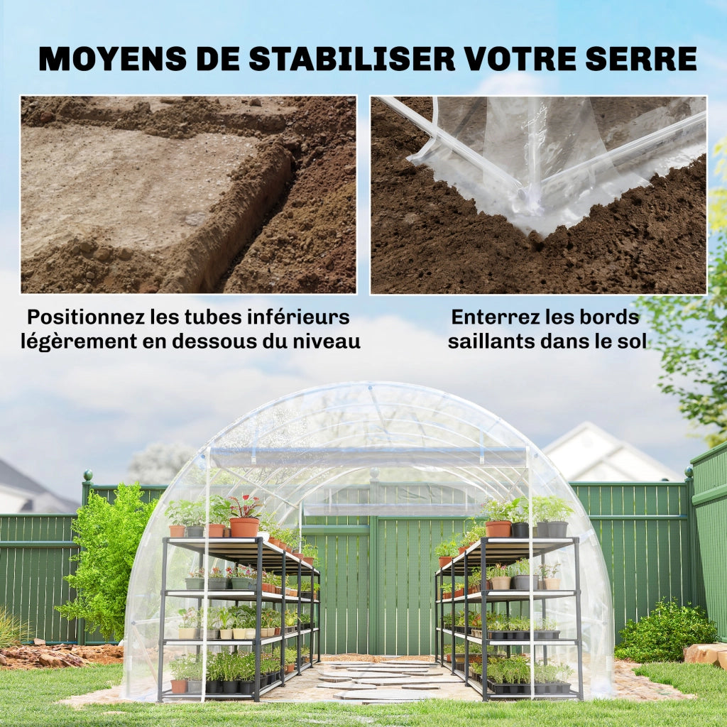 Serra tunnel 18m2 ¨C zephmum ¨C 296x597x199cm acciaio galvanizzato bache PE 150g/m2 trasparente
