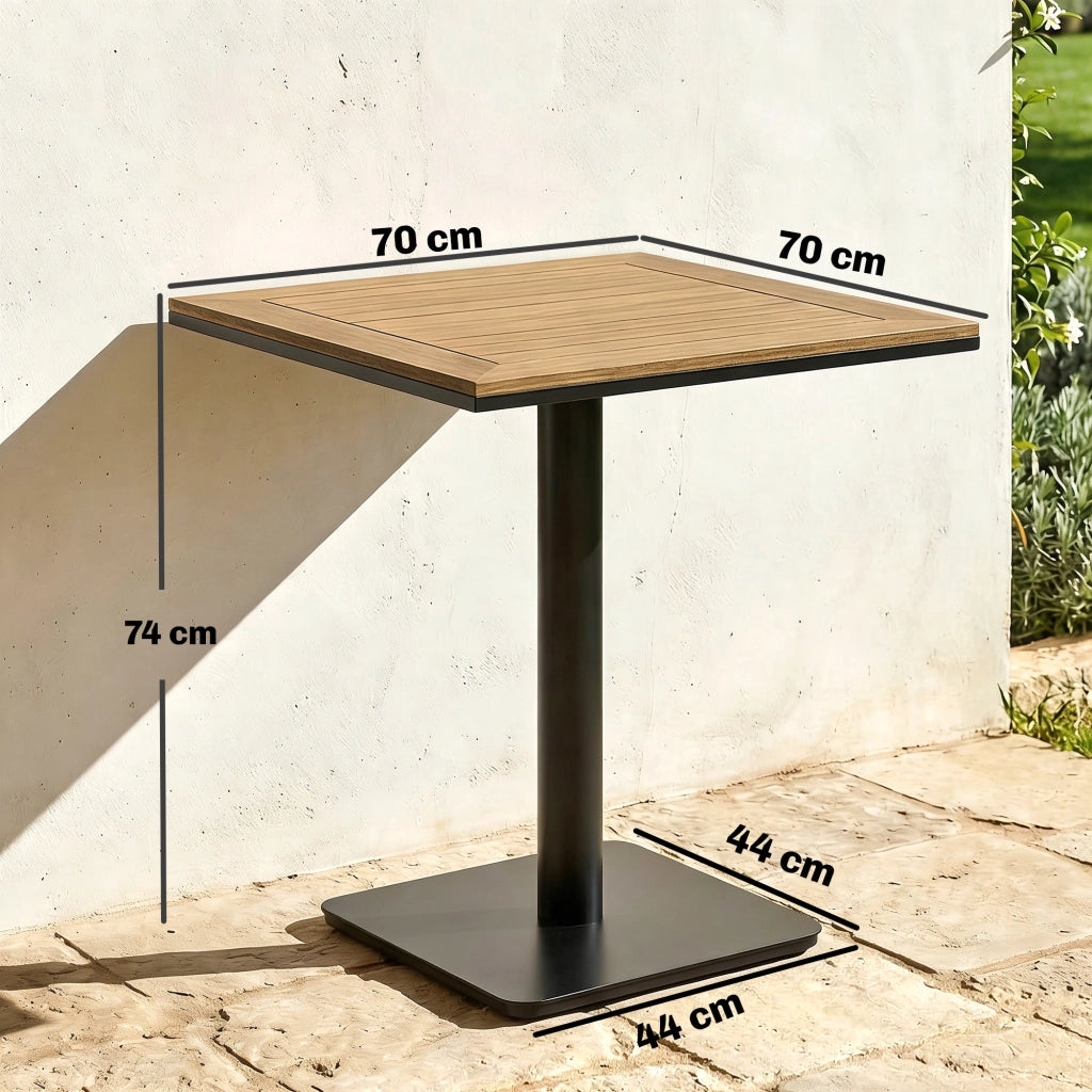 Tavolino da giardino quadrato ¨C Zephmum ¨C Legno effetto 70x70 cm