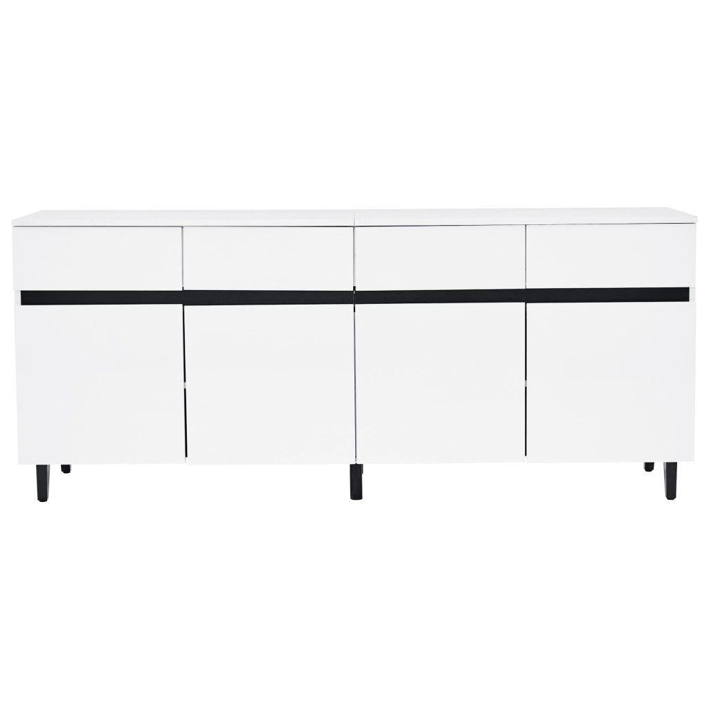 Sideboard Highboard lucido con 4 cassetti, 2 ante e ripiani regolabili in altezza