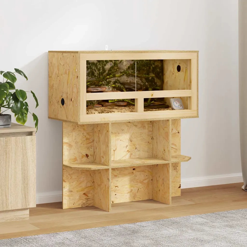Base per Terrario con lo scaffale Marrone 80 x 40 x 50 cm OSB 876739