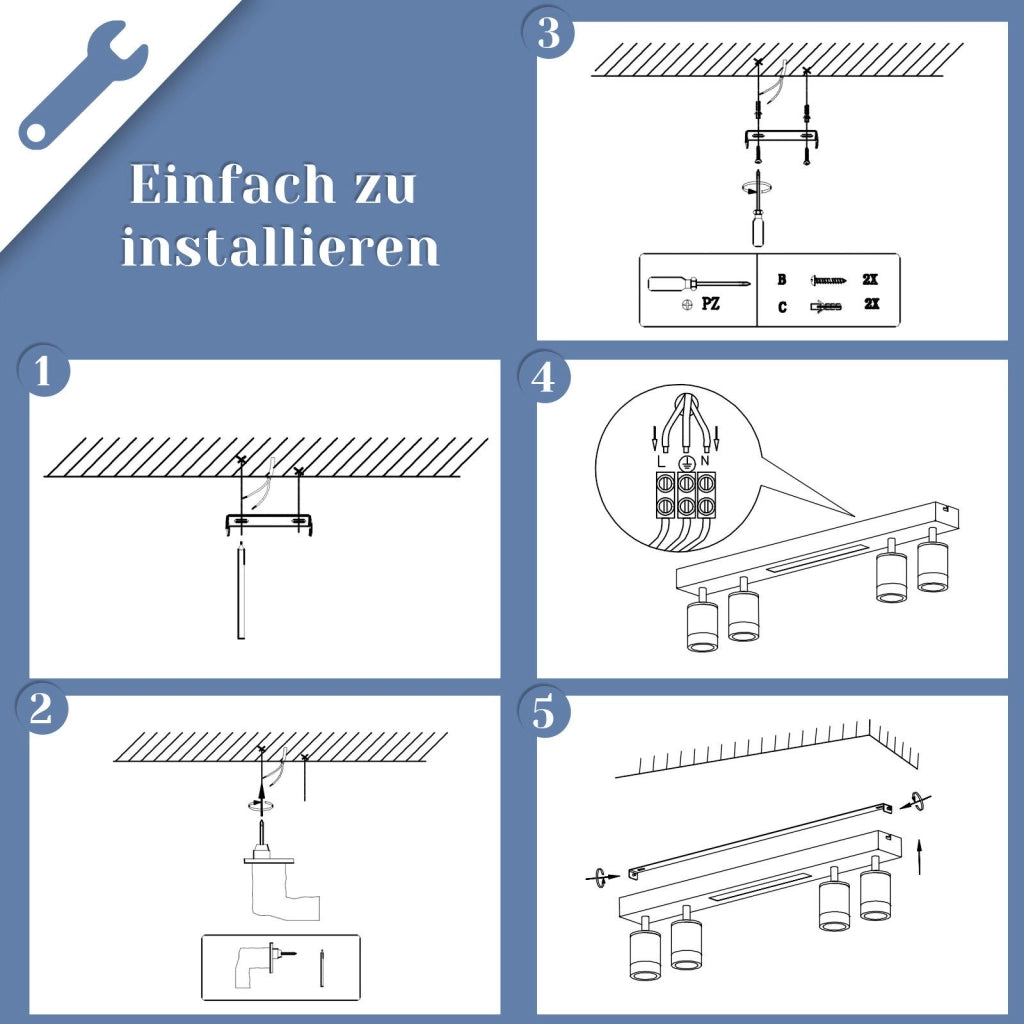 ZMH Faretto da soffitto LED bianchi 4 lampadine 38W dimmerabili telecomando 3000-6500K orientabili 350°