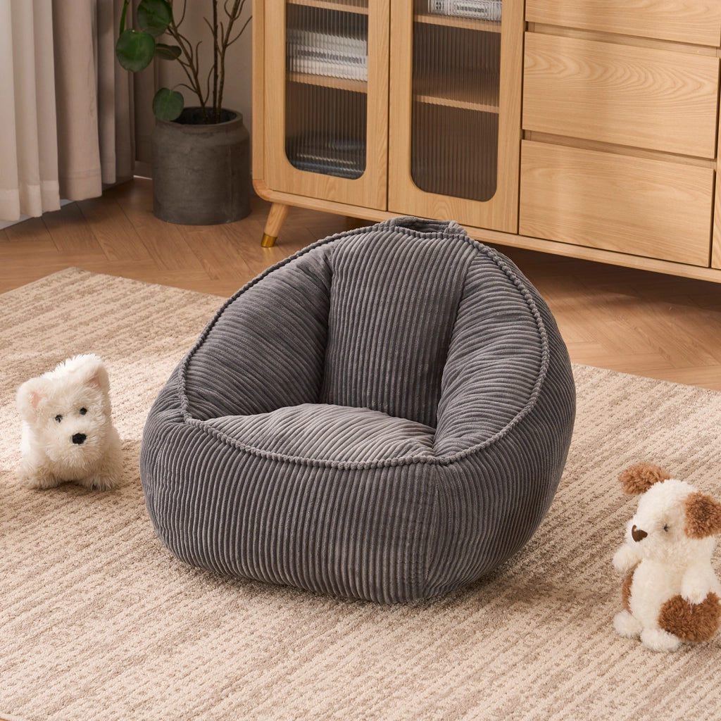 POUF SACCO in velluto a coste, grigio, 40 x 31 x 20 cm