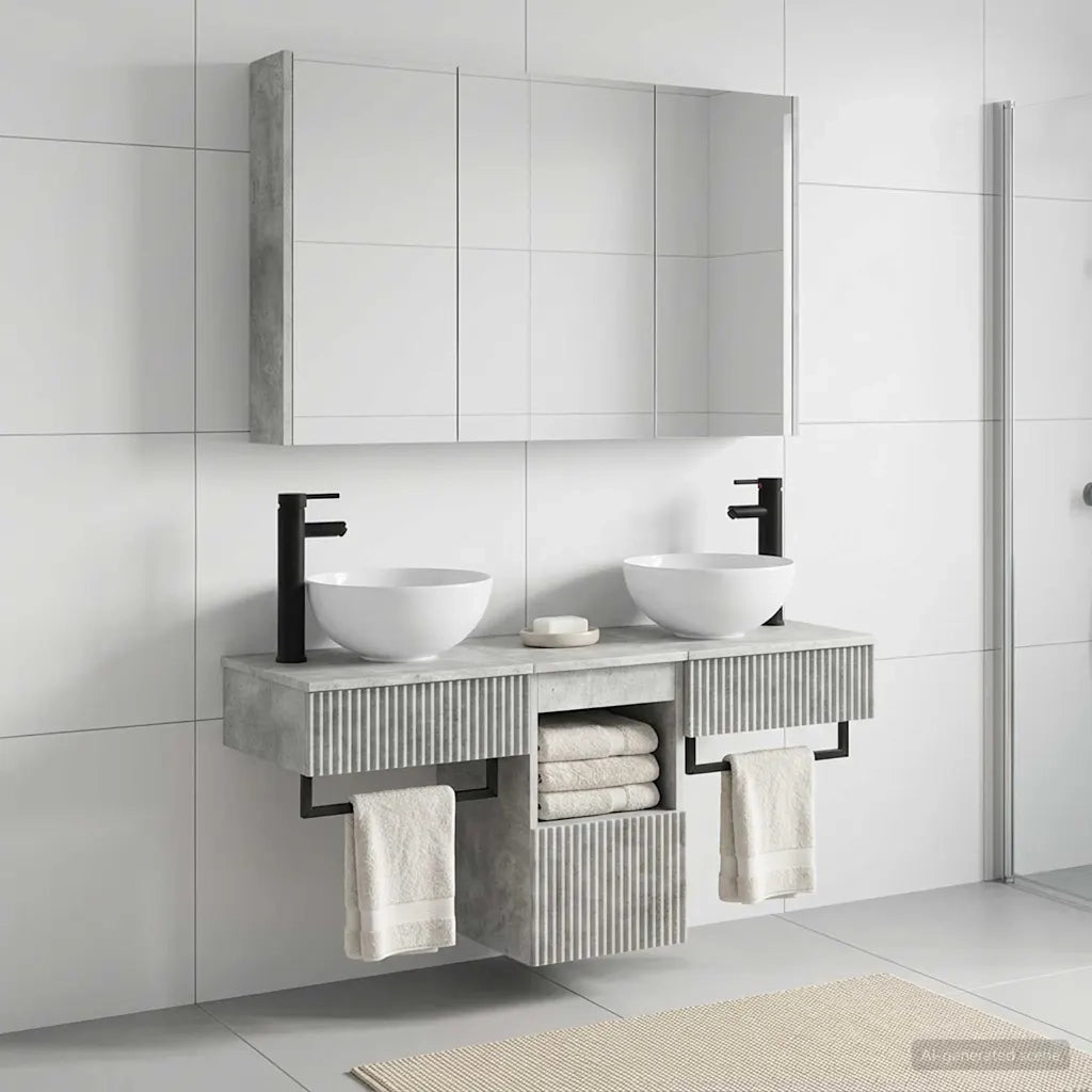 Set di Armadi da Bagno 4 pcs Grigio Cemento 3406266