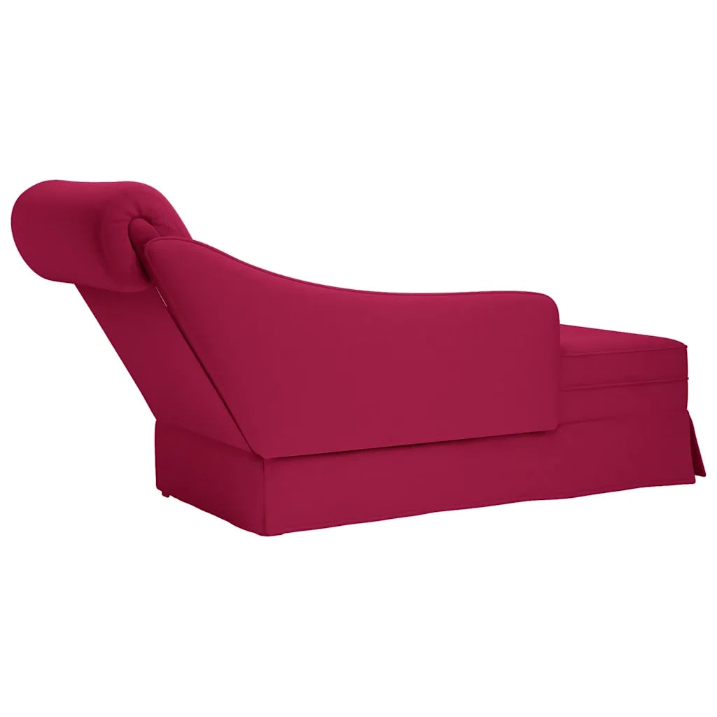 Sdraio con Capezzale e Bracciolo Destro in Velluto Rosso Vino 4009786