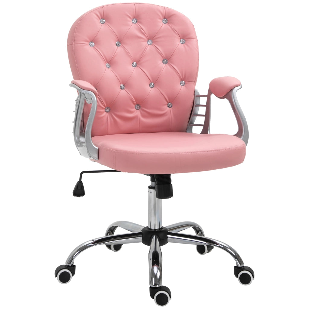 Sedia da ufficio con altezza regolabile e imbottitura morbida in pelle rigenerata rosa 59,5 × 60,5 × 93-103 cm