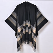 Nuovo scialle diviso con nappe, sciarpa semplice a quadri jacquard da donna