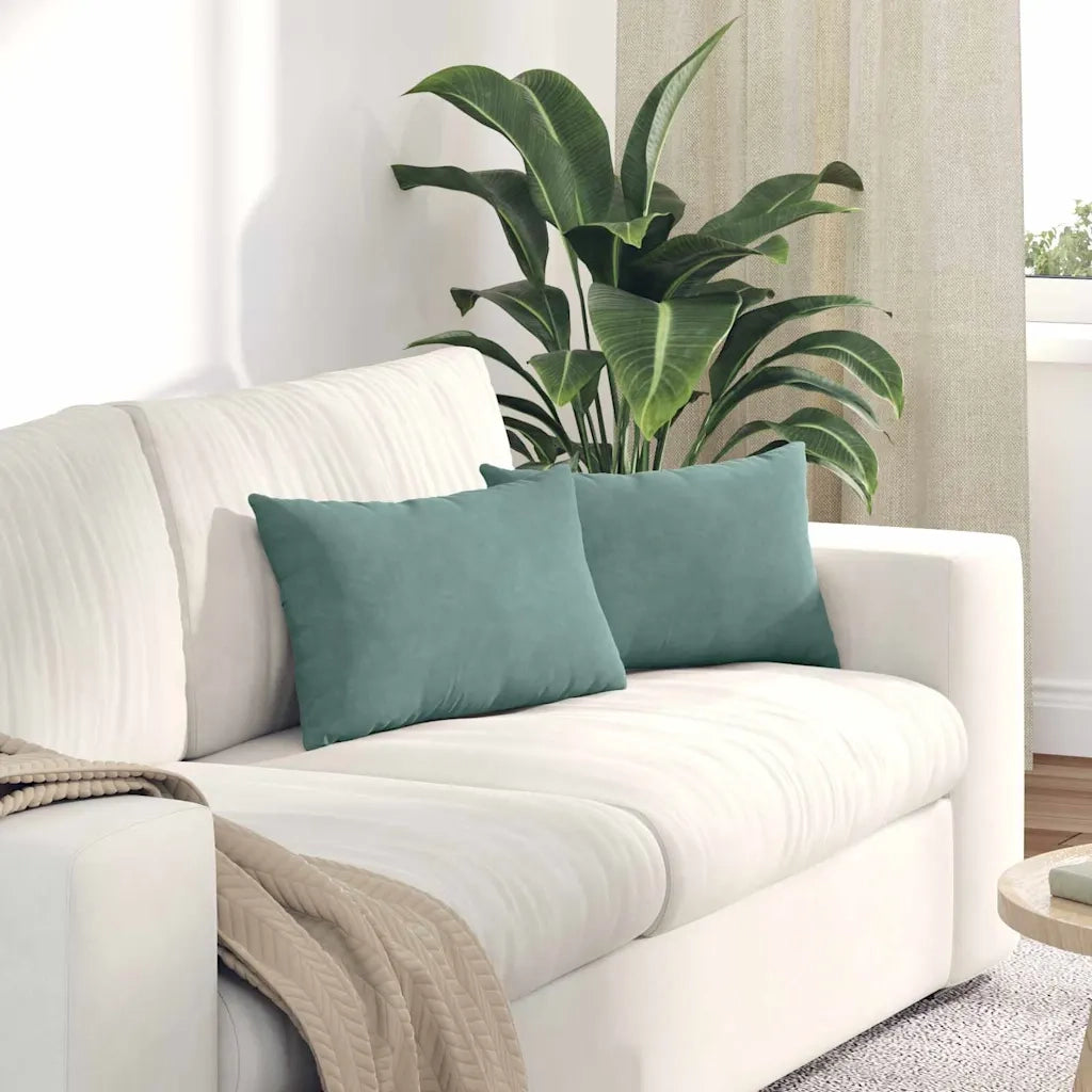 Cuscini da Divano 2 pcs Verde Mare 50 x 30 cm Tessuto in Cords