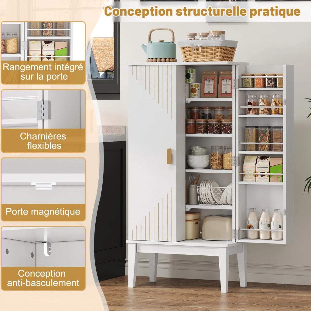Mobile contenitore freestanding 120x59x30 cm in MDF bianco con 5 scomparti e ante