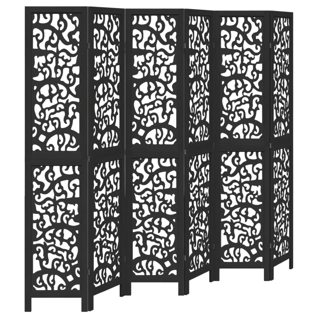 Divisorio Ambienti | Divider per stanze | Paravento 6 Pannelli Nero Legno Massello di Paulownia
