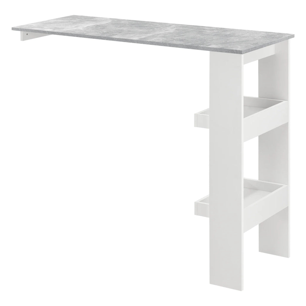 Elegante tavolo da bar con vani portaoggetti tavolo da bistrot 120 cm bianco e grigio 03_0006218