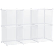 Mobile Scarpiera Modulare Salvaspazio, 6 Cubi in Plastica PP, 65x32x162 cm, Trasparente