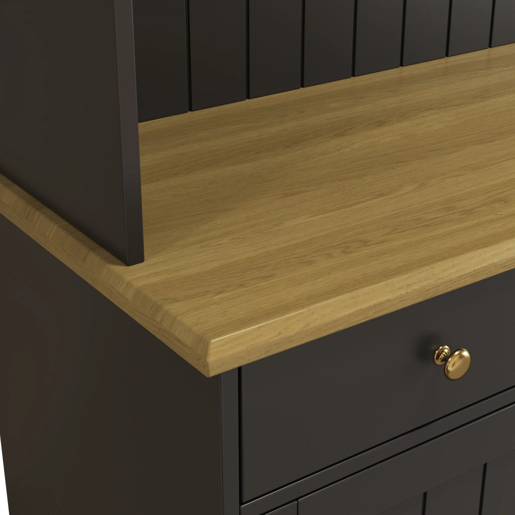 Buffet alto salvaspazio 120×40×191 cm con ante in vetro, portasbicchieri, ripiani regolabili, presa integrata e porte USB