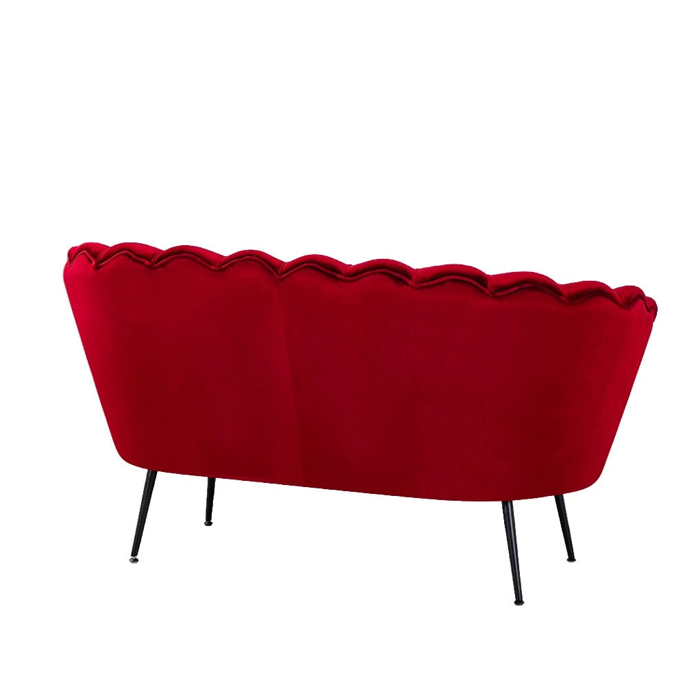 Divano 2 Posti Orel a Conchiglia in Velluto Rosso – Design Elegante e Avvolgente