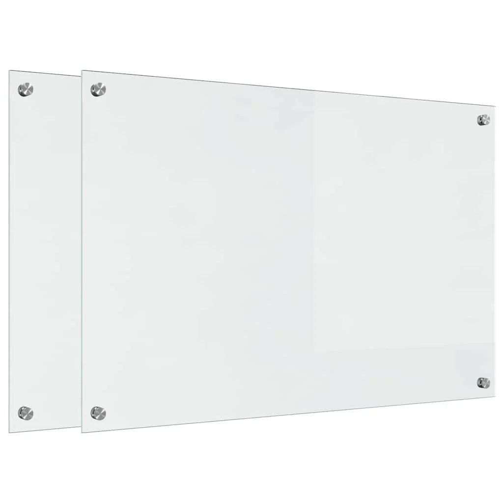 Set di 2 paraschizzi da cucina dal design moderno 90 x 60 cm resistenti e resistenti al calore in vetro temperato trasparente 02_0056302