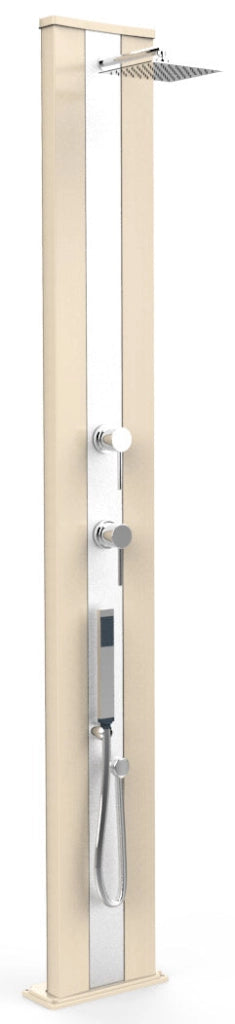 Doccia Solare da Esterno Giardino 40L Miscelatore e Doccetta Mobile Arkema Dada S Fascia Inox Bianco