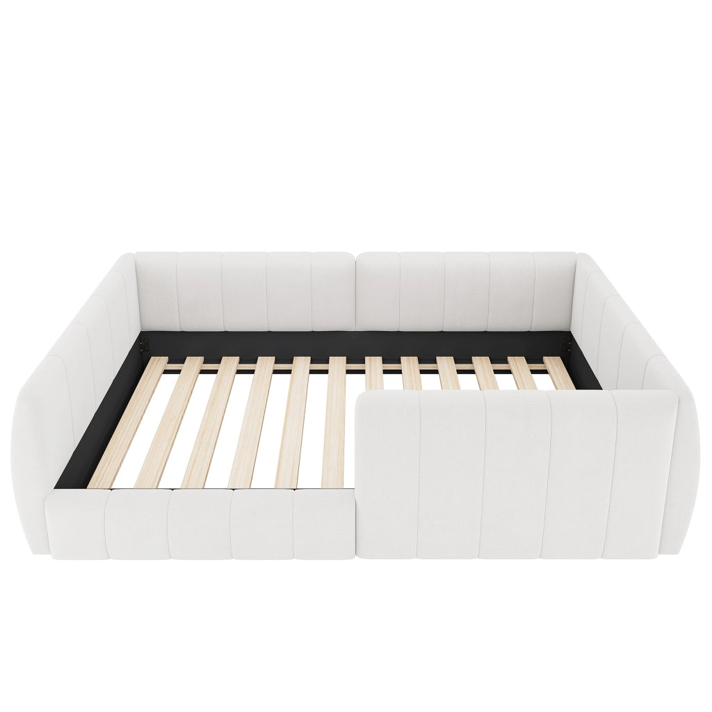 Letto imbottito con piattaforma e sponde di sicurezza - Zephmum- 90x200- Beige