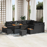 Set Divano da Giardino con cuscino 12 pcs Nero 3363344