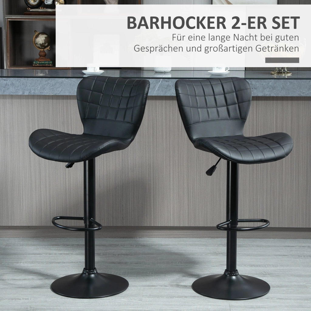 Set 2 Sedie da Bar Retr¨° ¨C Zephmum ¨C Nero Altezza Regolabile 89-109 cm