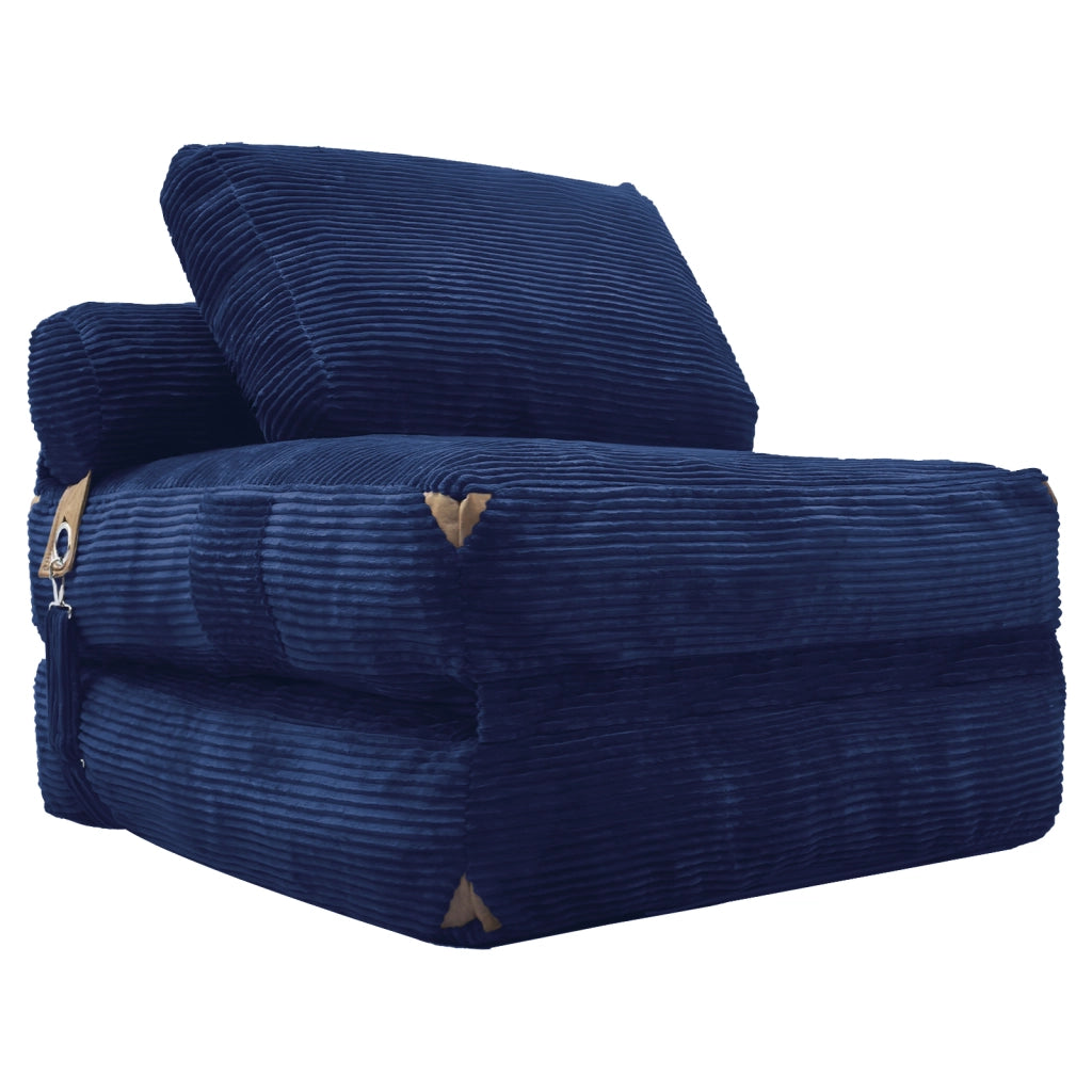Poltrona letto pieghevole - con funzione letto e design compatto - in flanella - blu