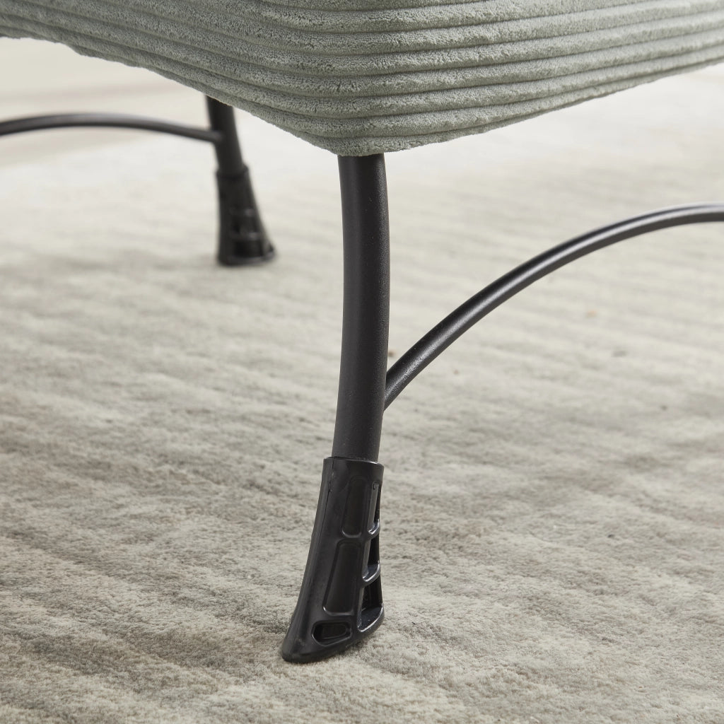 Fauteuil con pouf e tasca laterale in flanella con schienale ergonomico e struttura stabile in acciaio verde chiaro