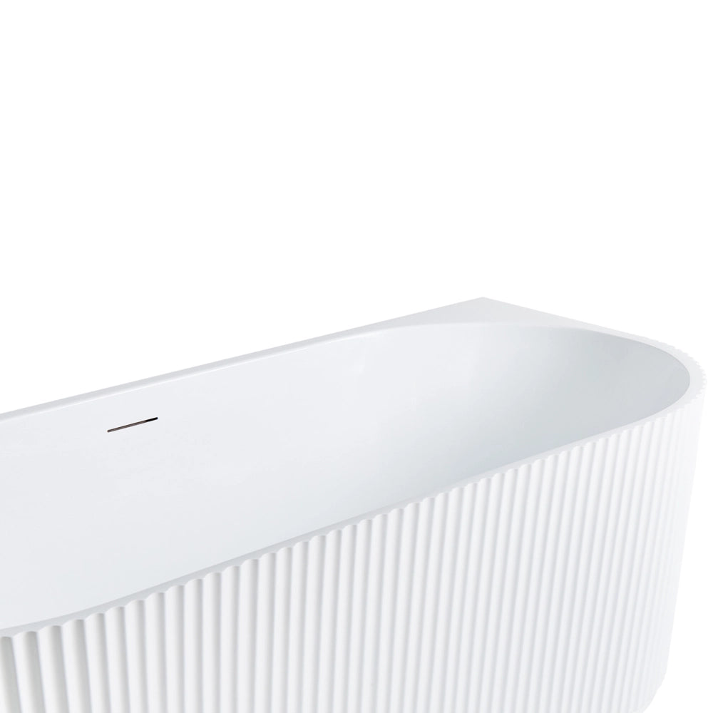 Vasca da bagno da parete ovale in acrilico bianco opaco 170 x 80 cm Finitura scanalata Bagno in stile moderno