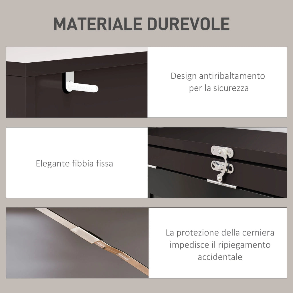 Scrivania Moderna Pieghevole con Libreria e Lavagna. in Legno e Metallo. 98x51x153 cm. Marrone