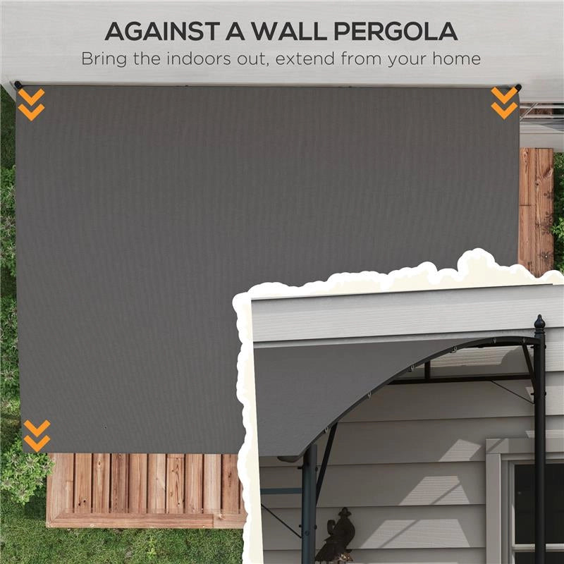 PERGOLA GAZEBO CON 3 FORI DI DRENAGGIO, IN METALLO E POLIESTERE, 400X296X200/262 CM, GRIGIO SCURO