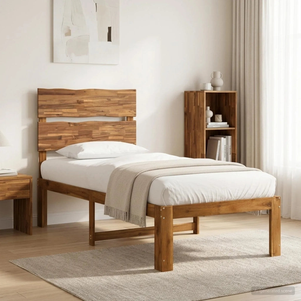 Letto Singolo con Testiera ROSTOCK Naturale 90 x 200 cm 903498
