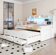 Letto singolo estraibile 90x200 cm con LED, USB-C e cassetti