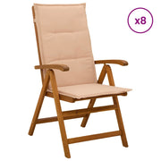 Sedie da giardino reclinabili 8 pz Naturale 3434478