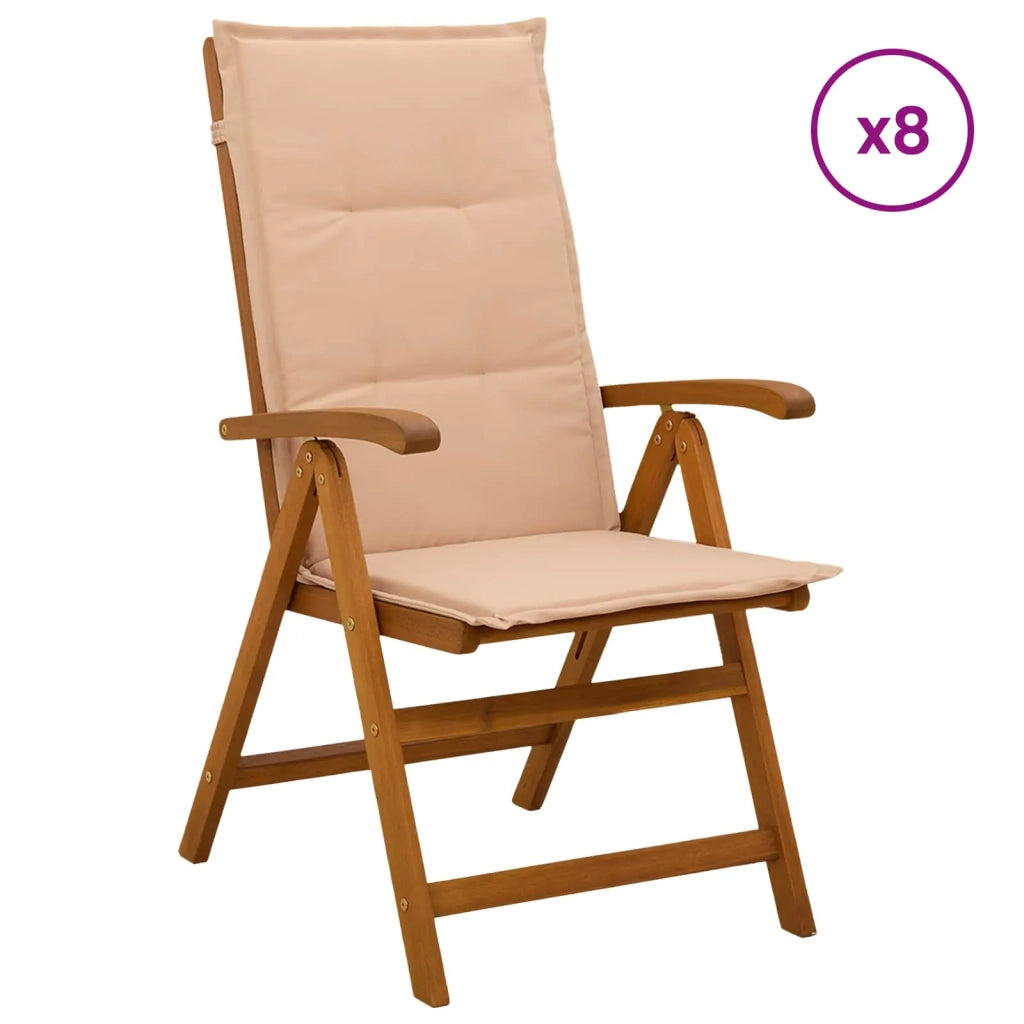 Sedie da giardino reclinabili 8 pz Naturale 3434478