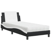 Letto singolo | Letto per adulti | Giroletto senza Materasso Zadar Nero e Bianco 80x200 cm in Similpelle