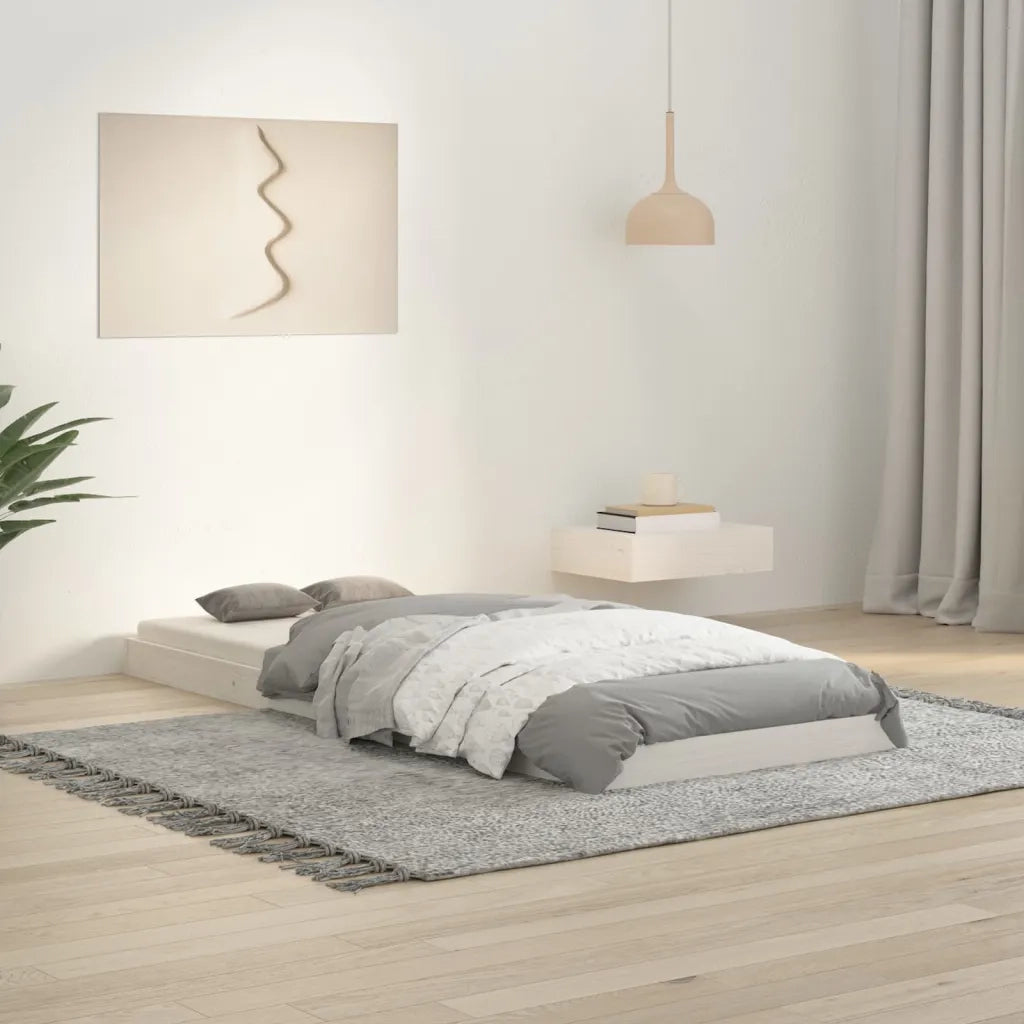 Letto singolo | Letto per adulti | Giroletto senza Materasso Bianco 75x190 Legno Massello di Pino