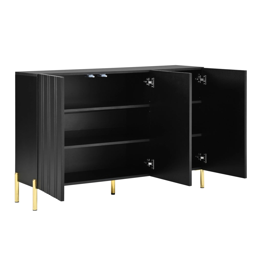 Credenza Moderna 120×35;5×80 cm con 3 Ante; Mobile Scarpiere e Sideboard in MDF/PB con Piedi Dorati
