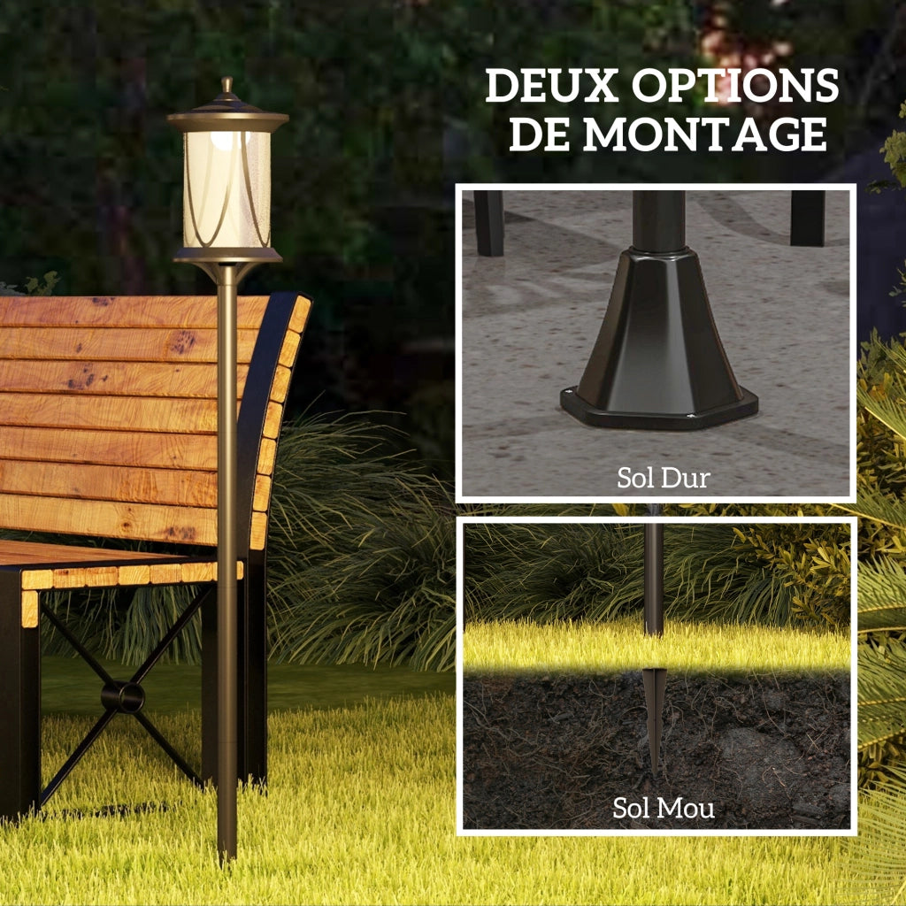 Lampada da giardino solare LED ¨C zephmum ¨C nero 17x17x127 cm