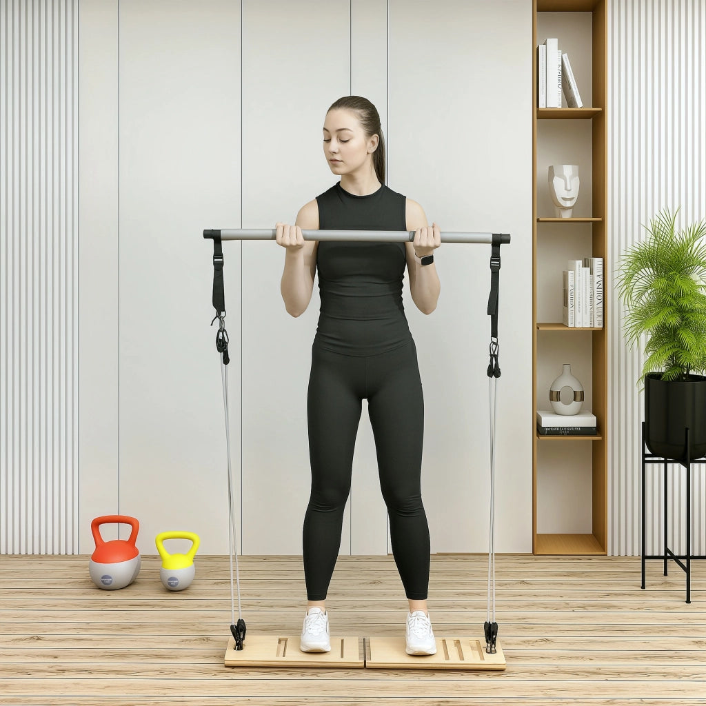Barra Pilates con Bande Elastiche ¨C zephmum ¨C 90x33x3 cm