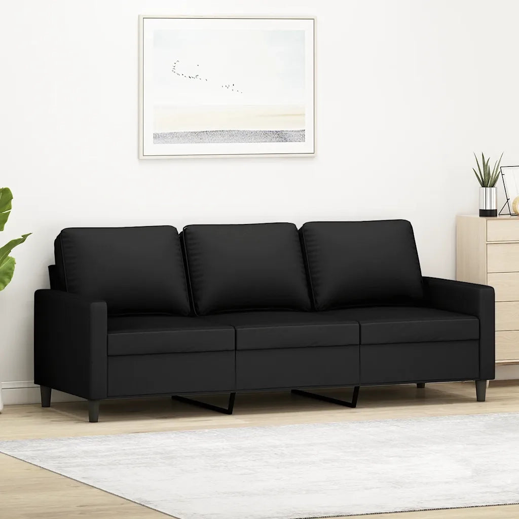 Divano | Divano da soggiorno | Sofa a 3 Posti Nero 180 cm in Velluto