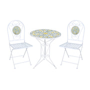 Set Bistrot Tavolino Con 2 Sedie Con Mosaico In Ceramica Per Esterno Terrazzo Giardino Pieghevoli Patio Casa,Bar,Ristoranti,Mobili Giardino Mod-Mazara
