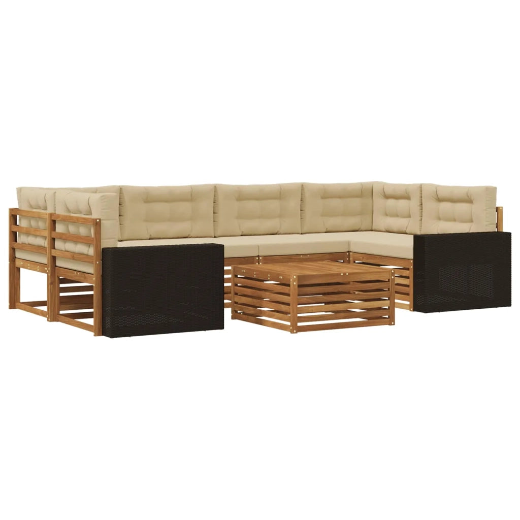 Set di divani da esterno 7 pcs Naturale e Beige Poliestere 3383096