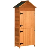 Casetta da Giardino Porta Attrezzi in Legno con 2 Ante e 3 Mensole, 84x52x188cm