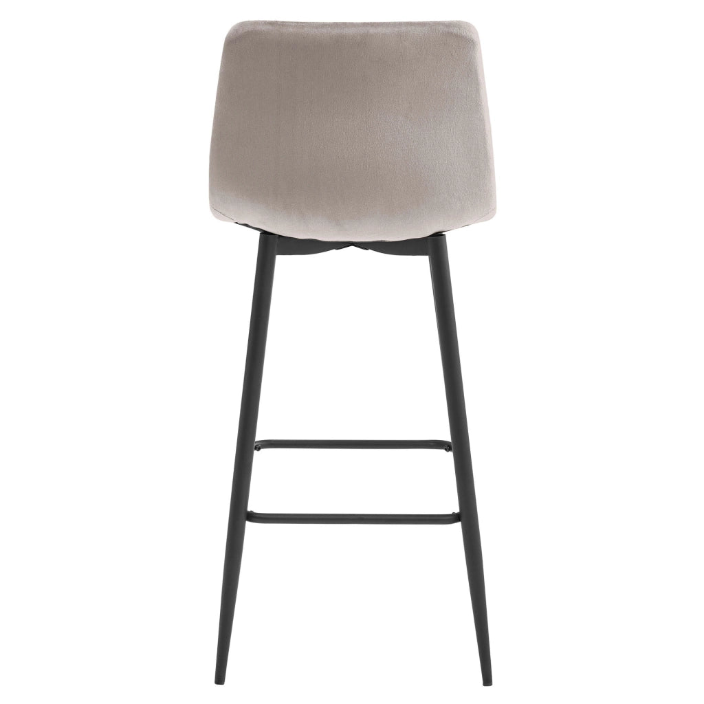 Sgabello da bar VALORA TEOTO - Velluto beige scuro con gambe nere x 2